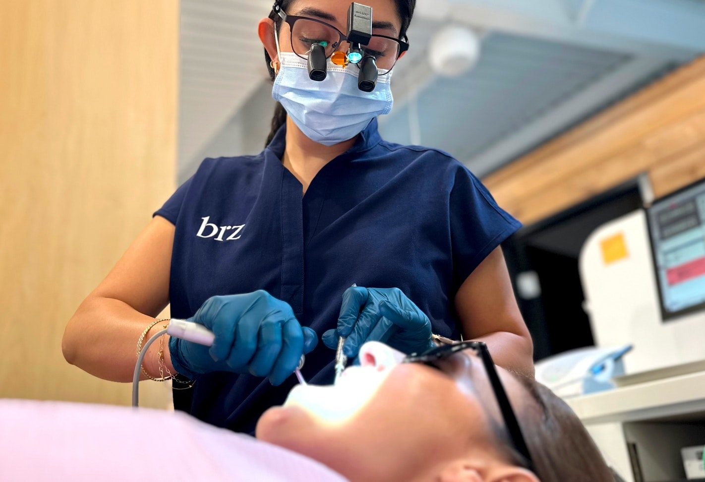 Patient getting their teeth cleaned